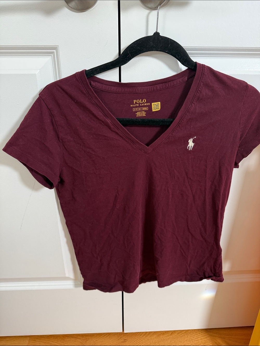 Polo by Ralph Lauren Women's V-Neck Tee in Wine